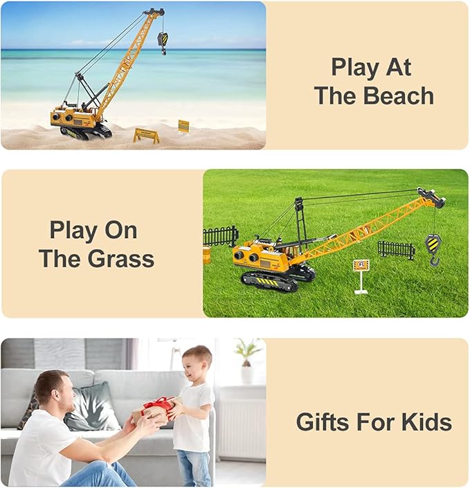 Joyfia 1: 55 Scale Crawler Crane Toy with Operating Buttons, Kids Construction Crane Vehicle Alloy Model Car, Boys Outdoor Sandbox Truck Toys Playset, Toddlers 3-8 Years Old Gifts