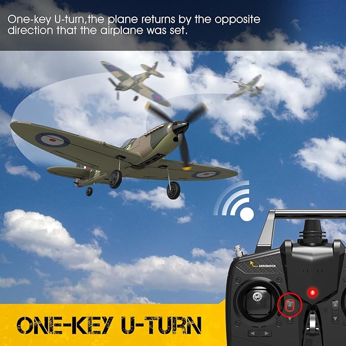 RC Plane Spitfire Fighter, 4 Channel Remote Control Airplane with Gyro System for Adults Boys Beginners