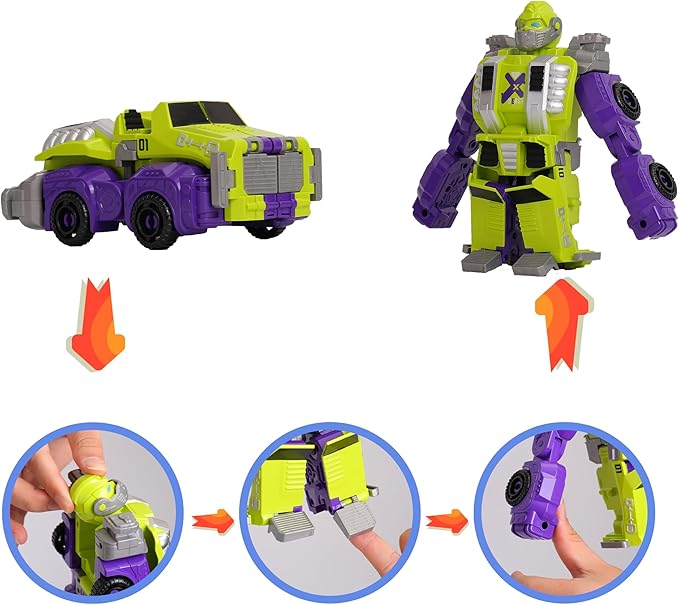 MIEBELY Toddler Robot Vehicles Set - 4Pcs Transforming Robots Toys for Kids - Magnetic Toys with Sturdy Connectors, Easy DIY Assembly Function - 4-in-1 Educational STEM for 3 4 5 6 Year Old Boys