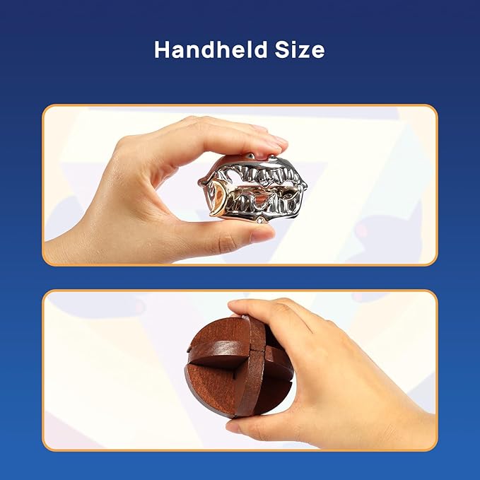 9pcs Difficulty Retro Wooden and Metal Puzzles Challenging Game for Adults, Teens, and Kids Brain Teaser Cool Mind Puzzles