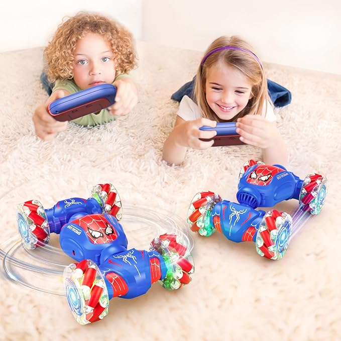 Spider Remote Control Car for Boys, 2.4GHz 4WD Gesture Sensing Rc Stunt Car with Lights Music - Birthday Gifts for Girls,360°Rotate Transform Drift Rc Cars for Boys Age 6-12