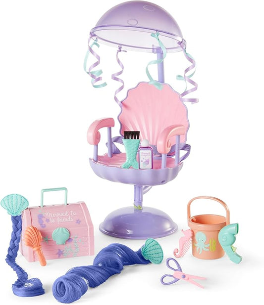 American Girl WellieWishers 14.5-inch Doll Seashell Salon Playset with Hair Extensions that Change Color, For Ages 4+