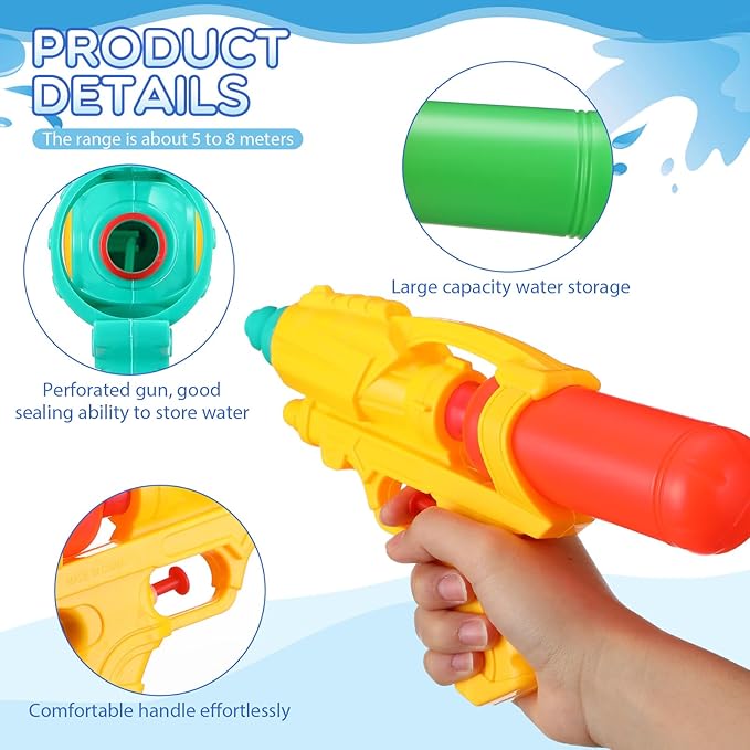 18 Pcs Large Water Guns for Kids Adults Long Range Water Pistol Toy Blaster Squirters Guns for Summer Outdoor Swimming Pool Beach Sand Fighting Play