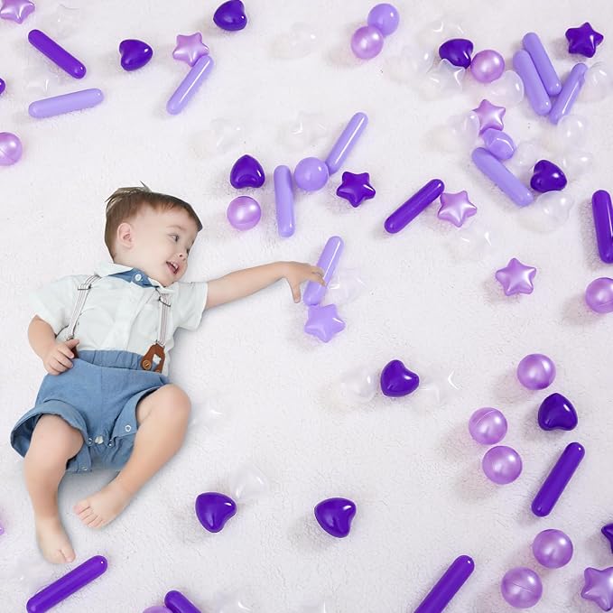 STARBOLO Ball Pit Balls for Toddlers - Macaron 100 Ball Pit Balls Crush Proof Plastic Toy Balls for Toddlers Ball Pits, Ball Pit Play Tent, Baby Pool Water Toys(Mixed Purple)