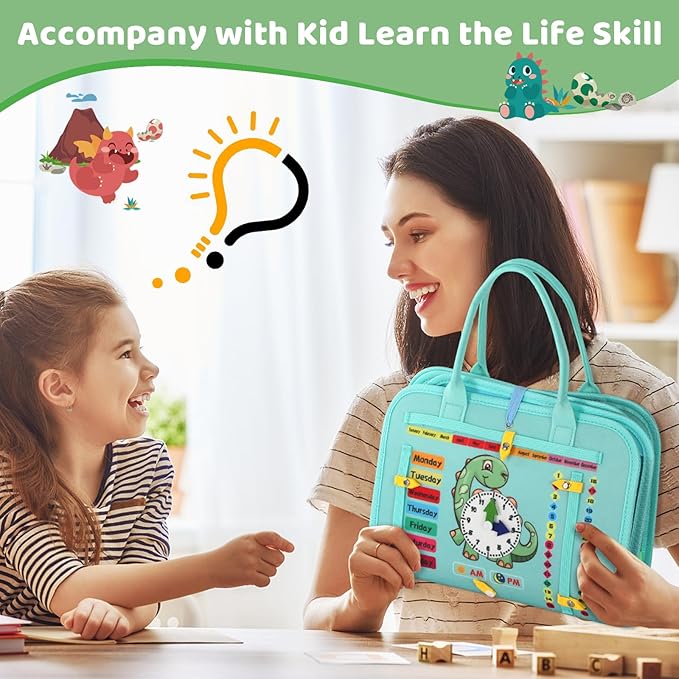 Toddler Busy Board for 1 Year Old, Montessori Toy Busy Book for Toddlers 1-3 with Fishing Game Motor Skills, Educational Learning Toy Car Airplane Activities Kid Travel Essential 2-4 Yr Birthday Gift