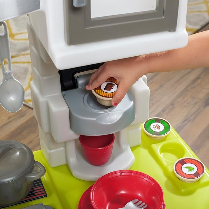 Step2 Contemporary Chef Kids Kitchen Playset, Indoor/Outdoor Kitchenette, Interactive Play with Lights and Sounds, Made of Durable Plastic, Includes 25 Piece Toy Accessories, For Toddlers 2+ Years Old