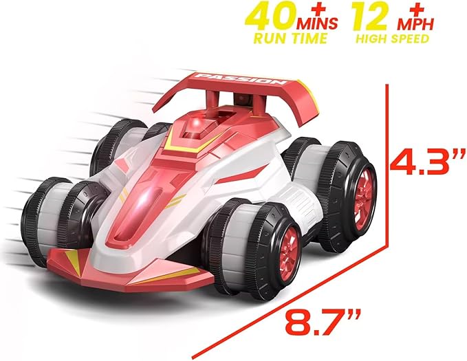Upgraded Remote Control Car 360° Spins RC Car 2- in-1 Anti-Gravity RC Racer Wheelie Drift Stunt Car with Lights&Music Birthday Gifts Toys for 6 7 8 9 10 11 12 Year Old Boys