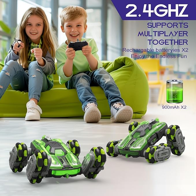 8WD Remote Control Car, 2.4GHz Gesture Sensing RC Stunt Car Double-Sided Driving Climbing Toy for Kids 9 10 11 12 Year Old Christmas Birthday Gifts, RC Cars Toys for Ages 6 7 8-13 14 Boys Girls