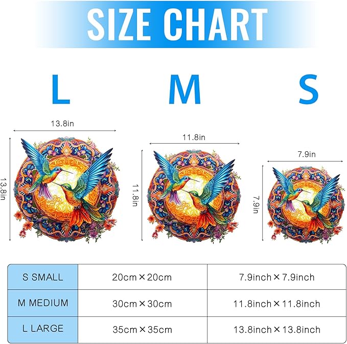Wooden Puzzles for Adults - Wooden Jigsaw Puzzles for Adults - Hummingbird Puzzle 300 Pieces for Women Relax Puzzles (L-13.8 * 13.8in)