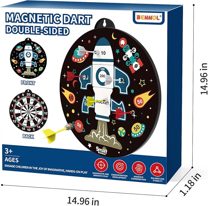 Bennol 14 PCS Double-Sided Magnetic Dart Board Toys for Kids Boys, Kids Dart Board Toys Gifts for 3 4 5 6 7 8 9 10 11 12 Year Old Boys Kids, Indoor & Sport Outdoor Party Play Game Toys Birthday Gifts