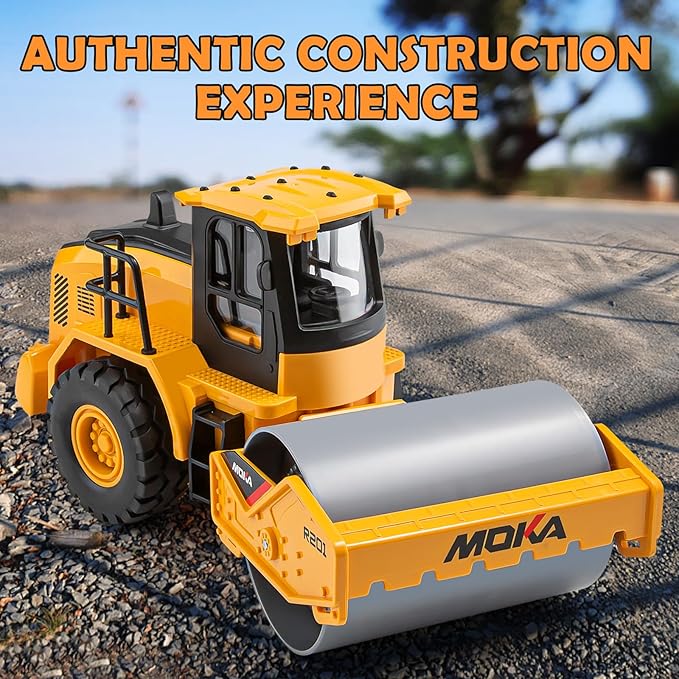 2.4G Remote Control Road Roller Toys, RC Engineering Roller Truck for Boys, Construction Vehicles Model Toy Gift for Toddlers 3-5