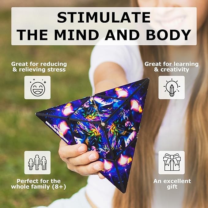 SHASHIBO Jumbie Shape Shifting Box - STEM Magnetic Fidget Cube That Transforms Into Over 70 Shapes, Download Fun in Motion Toys Mobile App (Cosmic Surfer)