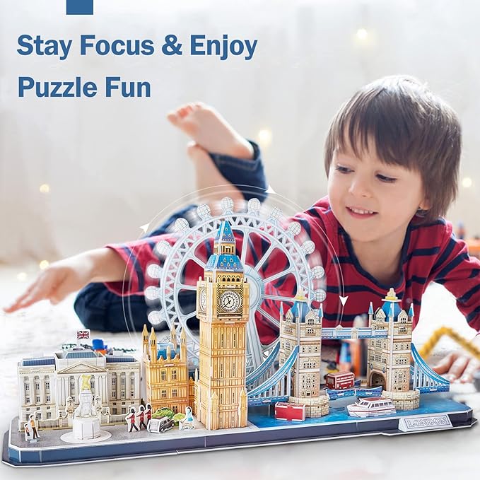 CubicFun 3D Puzzles for Kids Ages 8-10 - London City STEM Projects Arts Crafts for Girls Ages 8-12 - 3D Puzzle Birthday Gifts for 8 Year Old Girls, Birthday Toys