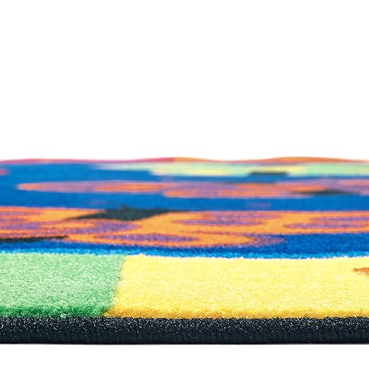 Carpets for Kids 3507 KIDSoft 123 ABC Butterfly Fun Counting Classroom Nursery Room Rug 8ft x 12ft Oval Blue