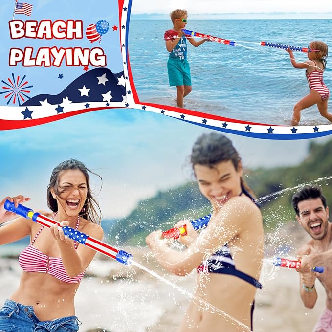 LQYoyz Water Gun 4th of July Idependence Day Super Water Soaker Blaster - 6 PCS Squirt Gun for Kids Water Game Fighting Toys for Summer Swimming Pool Beach Activity