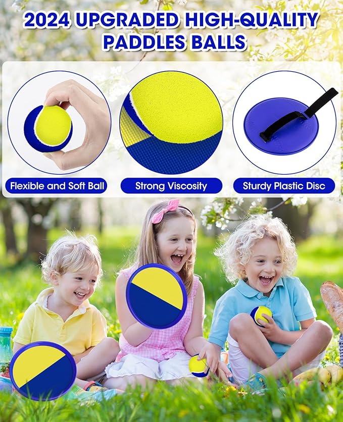 Aywewii Toss and Catch Ball Game Outdoor Toys for Kids Pool Toys Beach Toys Outdoor Yard Games Ball Catch Paddle Set for 3 4 5 6 7 8 9 10 Year Old Easter Basket Gifts