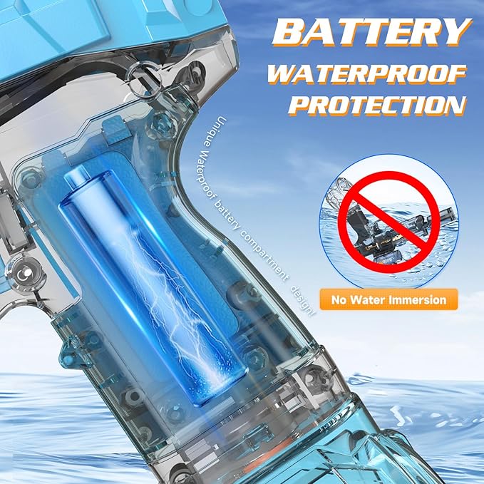 2 Pack Electric Water Guns,Auto Squirt Gun Blaster with Muzzle Light,Water Gun Long Range 23-32 FT,Outdoor Party Shooting Game Toy with 4 Batteries,Ideal Summer Soaker Gun Gift for Kids & Adults.