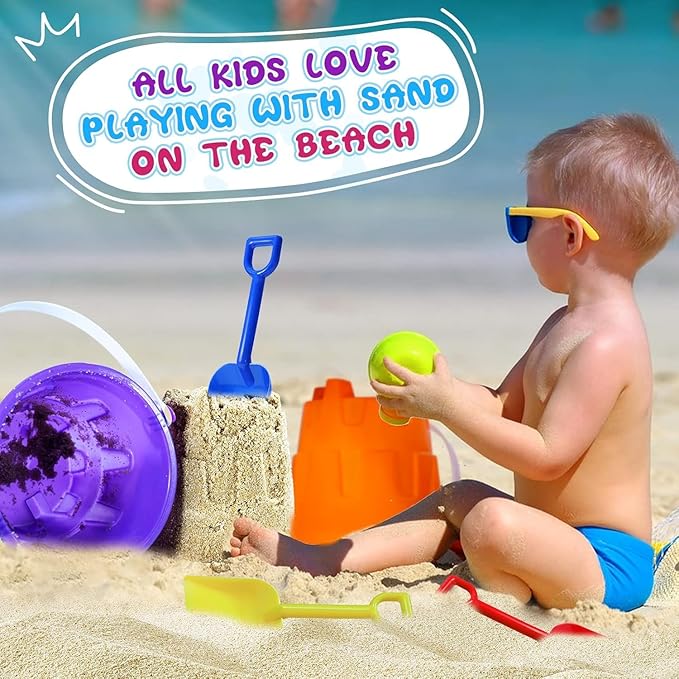 5.63 Inch Sand Castles Beach Buckets and Shovel Set,Sand Bucket Water Bucket for Beach Fun Great Summer Party Accessory(12 Shovels and 12 Pail Buckets)