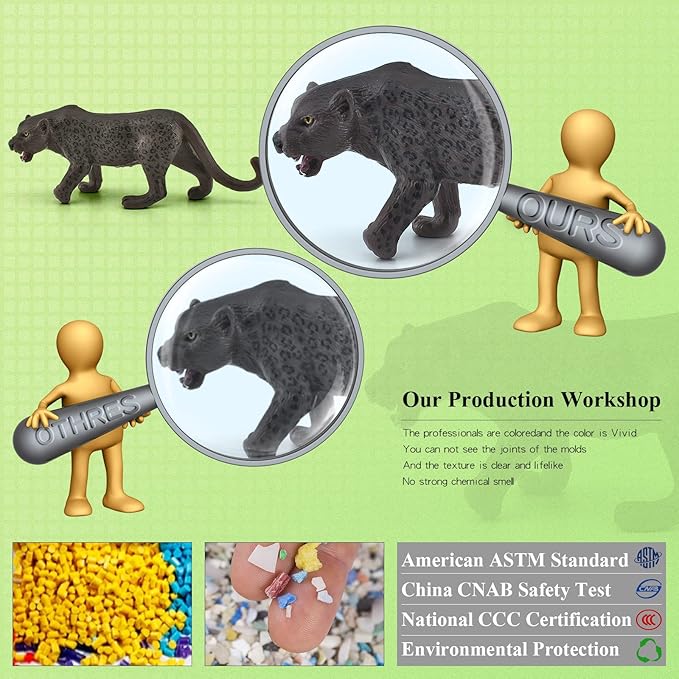 Cheetah Toys Panther Figurine 6PCS Realistic Snow Leopard Figurine Wild Animals Collectible for Boys and Girls Cake Toppers Christmas Birthday Gift for Kids Toddlers