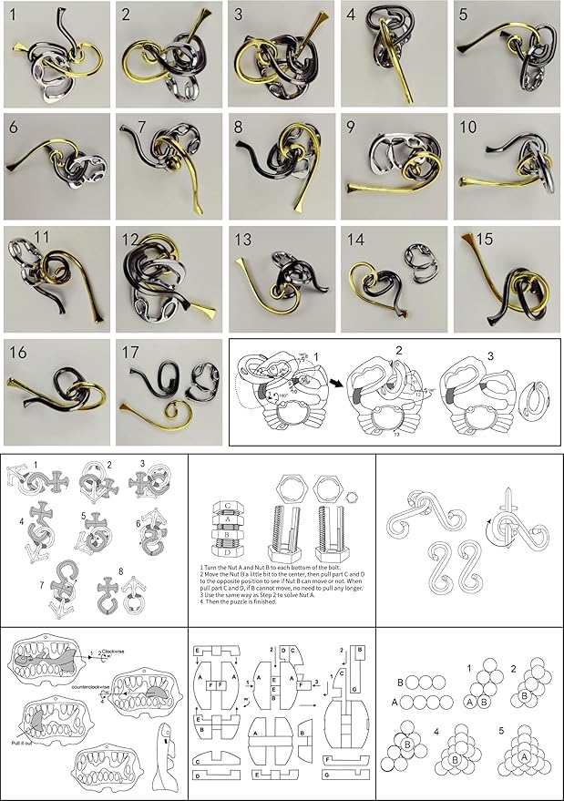 8 Pieces IQ Logic Training Brain Teaser Puzzles for Adults and Kids Family Games Party Favor Coffee Time Challenging Assembly and Disassembly Desk Toys