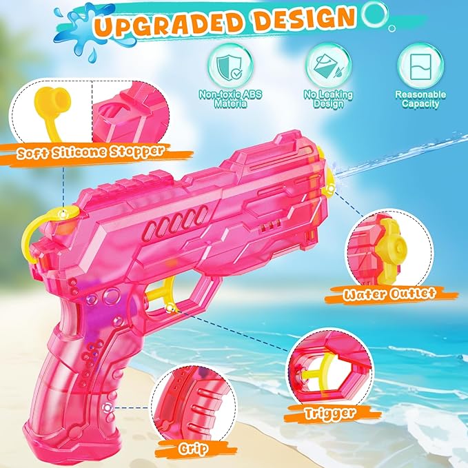 Water Gun Squirt Toy for Kids: Super Water Guns for Kids Age 5 8 12 Boys Girls Adults - Small Outdoor Water Guns Toys for Pool Beach Swimming Summer Games Yard Party (6 Pack)