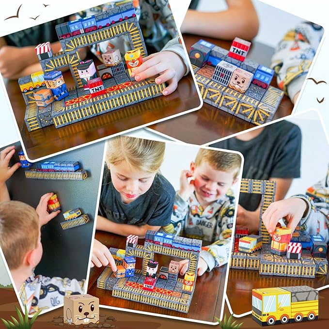 Magnetic Blocks - Build Mine Magnet World Mine Train Track Set, Magnetic Building Blocks Toddler Toys STEM Sensory Outdoor Toys for 3+ Year Old Boys & Girls, Kids Toy for Ages 4-6 6-8 5-7
