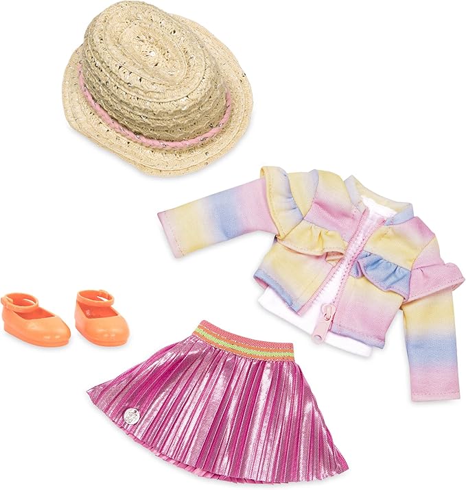 Glitter Girls – 14-inch Doll Style Bundle – 3 Fashion Outfits – Rainbow Jacket, Cat-Ears, Sweater Dress – Clothes & Accessories – GG Fashion Pack – 3 Years +