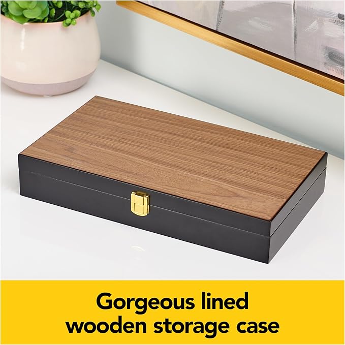 Spin Master Games Legacy Deluxe Mah Jong Classic Game with Two-Toned Tiles and Lined Wood Storage Case, Family Game for 4 Players Ages 8 and up