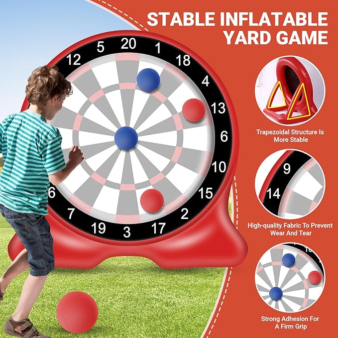 Giant Inflatable Dart Board, 6.5FT Outdoor Games for Adults & Family, Fun Backyard & Yard Game, Large Carnival Game, Giant Soccer Kick Golf Dartboard