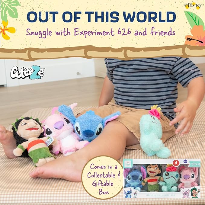 KIDS PREFERRED Disney Baby Lilo & Stitch 4 Piece Cuteeze Gift Set Plush Collector Set of Stuffed Animals, Lilo and Stitch Toys for Infants & Toddlers