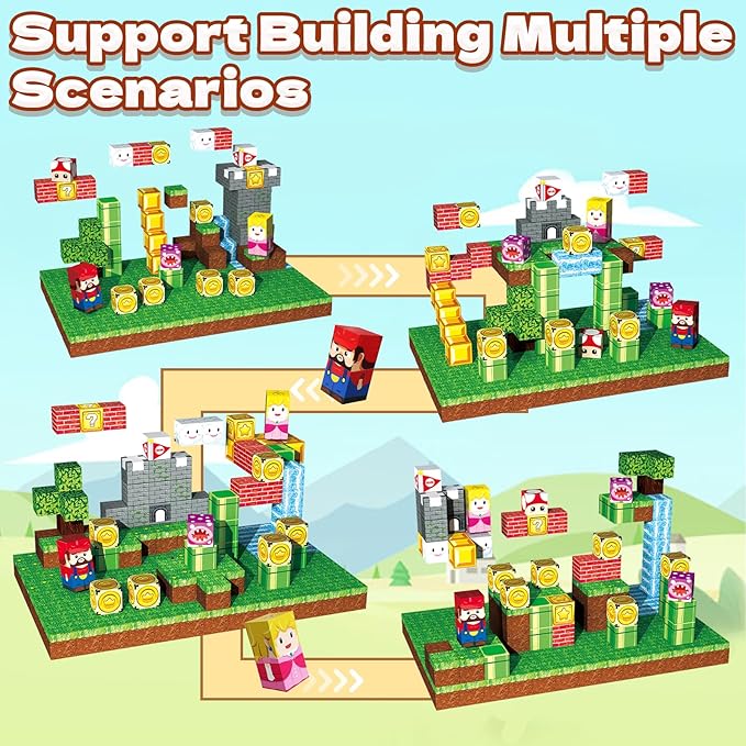 Magnetic Blocks 100PCS Magnetic Building Cubes with Multi-Functional Magnet Box Travel Set STEM Sensory Construction Toys for Boys & Girls Ages 3-5 5-7 8-12 Birthday Gifts (Brave Adventurer)