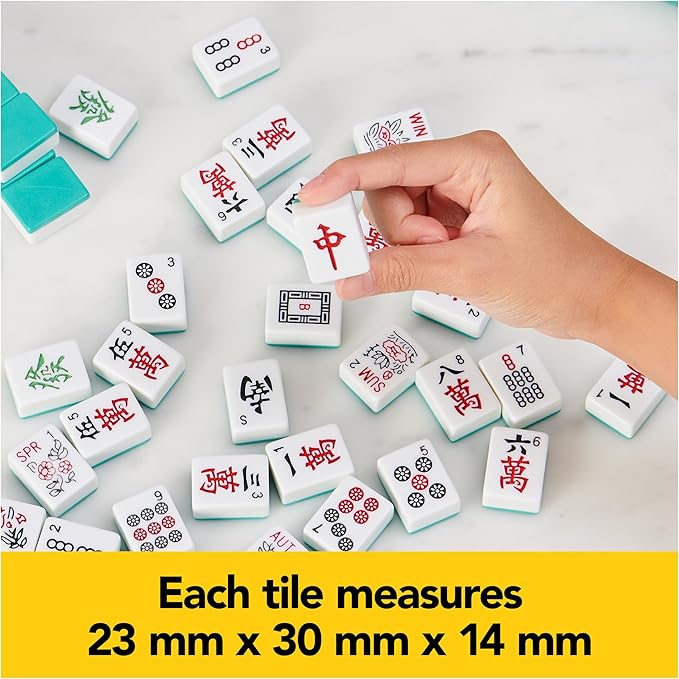 Spin Master Games Legacy Deluxe Mah Jong Classic Game with Two-Toned Tiles and Lined Wood Storage Case, Family Game for 4 Players Ages 8 and up