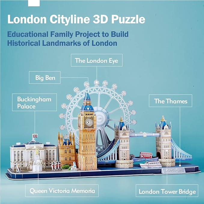 CubicFun 3D Puzzles for Kids Ages 8-10 - London City STEM Projects Arts Crafts for Girls Ages 8-12 - 3D Puzzle Birthday Gifts for 8 Year Old Girls, Birthday Toys