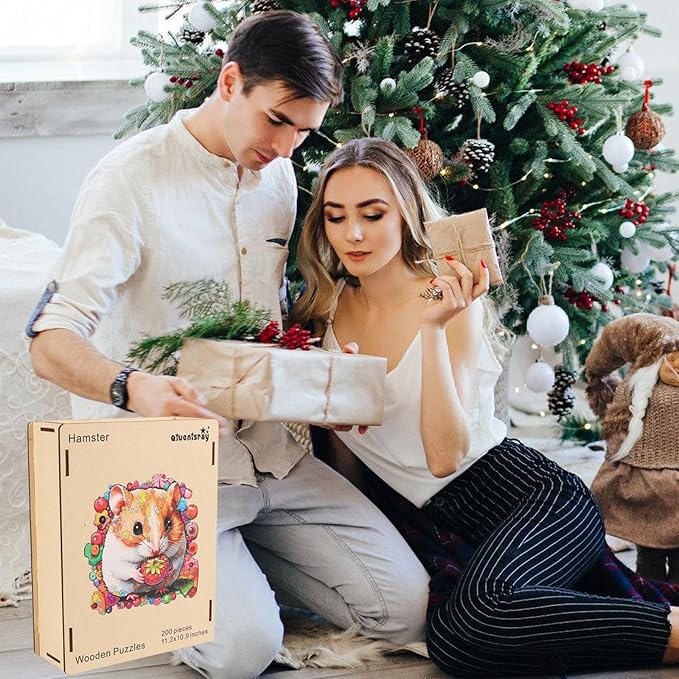 Wooden Jigsaw Puzzles 500 Pieces-Hamster,16.5x16.9in,Royal,Wooden Puzzles for Adults,Unique Shape Animal Adult Puzzles,Irregular Wood Puzzles Best Gift for Adults and Kids Family Game