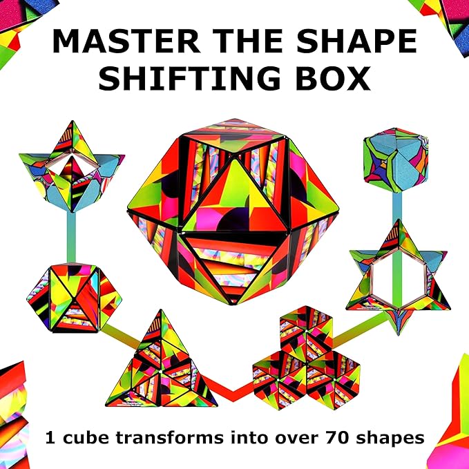 SHASHIBO Shape Shifting Box - STEM Magnetic Fidget Cube That Transforms Into Over 70 Shapes, Download Fun in Motion Toys Mobile App (Stained Glass)