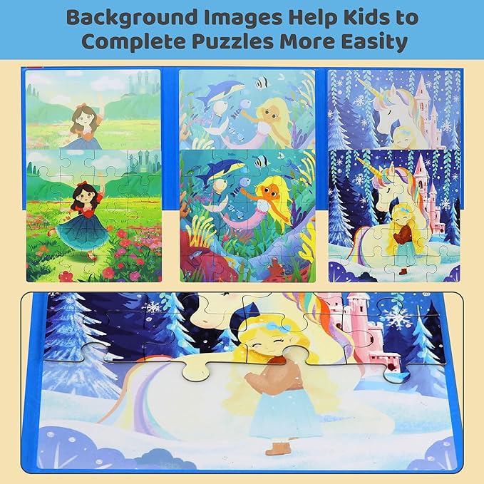 Puzzles for Kids 3-5 Girls 60 Pieces Travel Puzzles for Kids Age 4-6 Airplane Car Road Trip Activities Games Toys 3 4 5 6 7 8 Years Old Girls and Boys Gift
