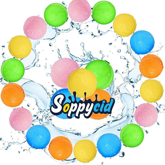 SOPPYCID 25PCS Reusable Water Balloons, Pool Toys for Kids Magnetic Water Bomb Balls Outdoor Water Balloon for Summer Party, Water Fight Game,Water Park, Water Games Outside