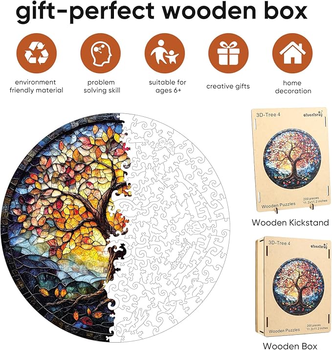 Puzzles for Adults 500 Pieces, Mosaic Tree of Life Wooden Jigsaw Puzzles,16.5x16.5in, Royal, Unique Shape Adult Puzzles, Irregular Wood Creative for Adults and Kids Family Game