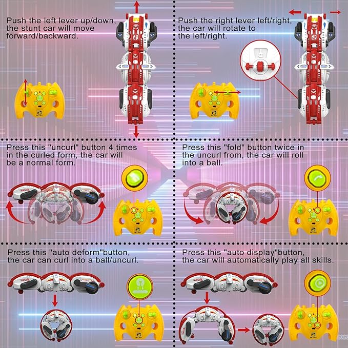 Remote Control Car, RC Stunt Snake Car 360° Roll with Hand Gesture Sensing and Touch Rotation, Super Fast Racing Car for Christmas Birthday Gift, Indoor/Outdoor Toys for 6-12 Year Old Boys Girls - Red