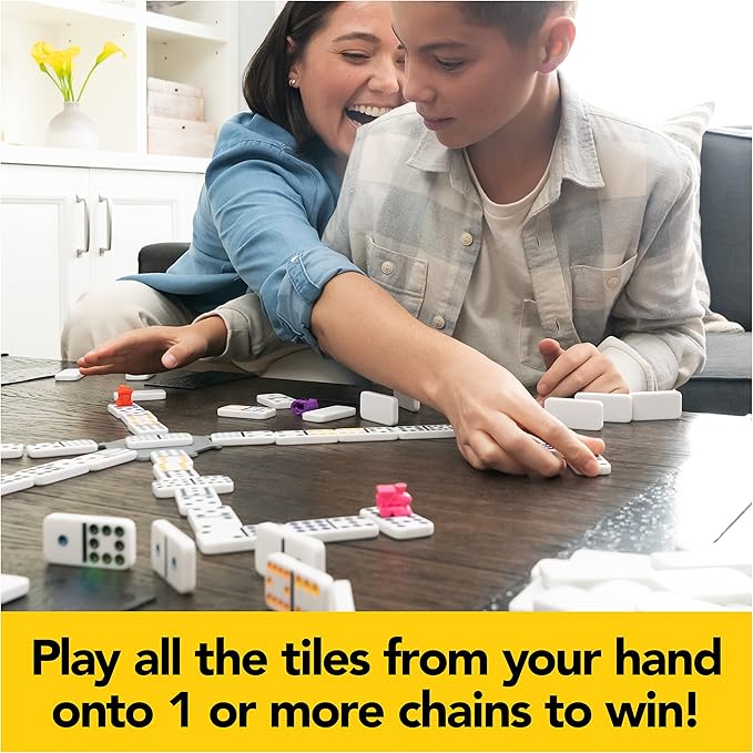 Spin Master Games Legacy Deluxe Mexican Train Dominoes, Classic Original Board Game Set Double-12 Dominoes with Sturdy Wood Case, for Kids and Adults Aged 8 and up