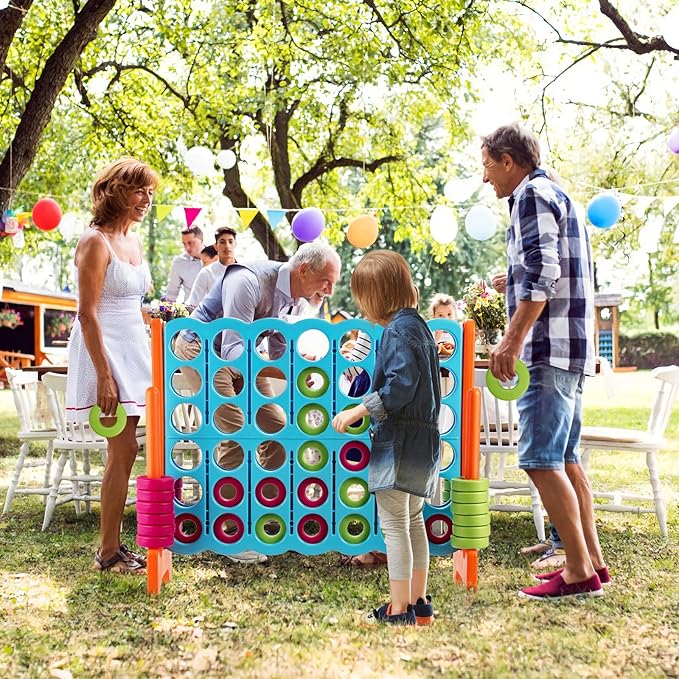 ARLIME Jumbo 4-to-Score Giant Game Set, Backyard Games for Kids & Adults, 4 in A Row W/Quick-Release Lever, 42 Build-in Rings Included, Jumbo Size for Outdoor & Outdoor Play
