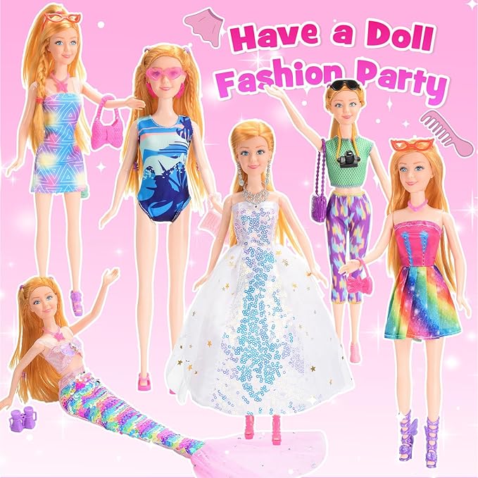 Gifts for 3-12 Year Old Girls, Doll Closet Girl Toys Age 6-8 Dress up Dolls for girls 4-6 with Clothes & Accessories Pretend Play Doll Toddler Toy for 3 4 5 6 7 8 9 Year Old Girl Birthday Gift