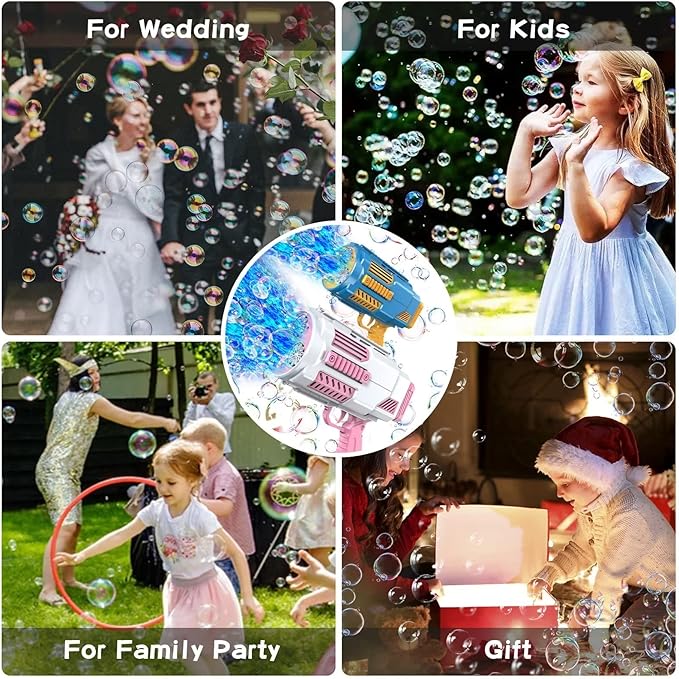 Bubble Machine Automatic Bubble Gun, Summer Beach Bubbles Blower Outdoor Kids Toys for Boy Girl Age 3 4 5 6 7 8 9 10 11 12 Year Old, Birthday Wedding Party Favors Gifts (No Dip)