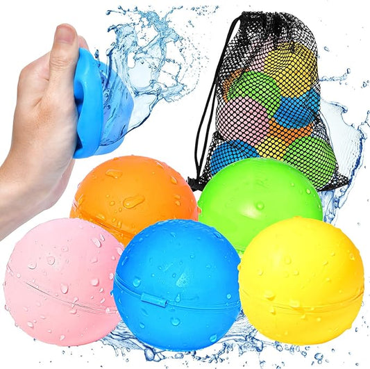 SOPPYCID Water Balloons Reusable Quick Fill - Self Sealing Silicone Water Balls for Kids with Mesh Bag, Outdoor Summer Fun Water Toys for Outdoor Activities, Summer Party, Water Park, Family Game