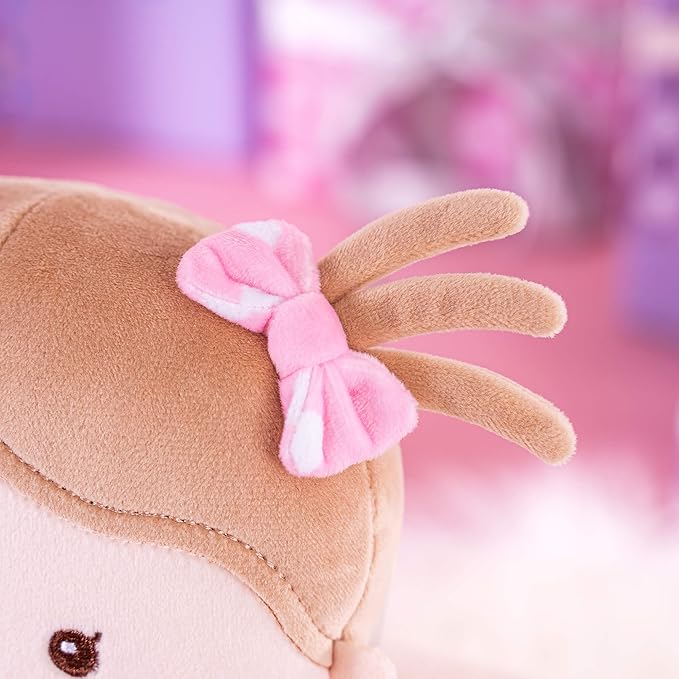 Onetoo Plush Rag Doll Sleeping Cuddle Buddy Doll Soft Baby Doll for Girls First Baby Doll Wear Pink Skirt Dress 14"(Milly Series)