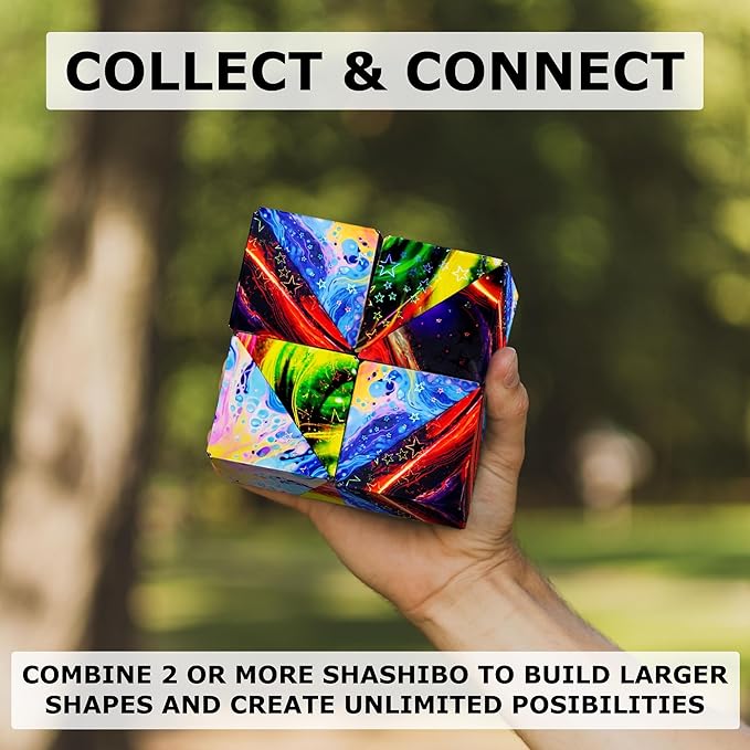SHASHIBO Holographic Shape Shifting Box - STEM Magnetic Fidget Cube That Transforms Into Over 70 Shapes, Download Fun in Motion Toys Mobile App (Cosmos)