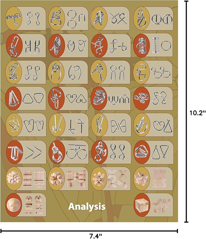 30Pcs Brain Teaser Puzzles for Games - Educational Toys, Wooden and Metal 3D IQ Puzzles, Unlock Interlock Box