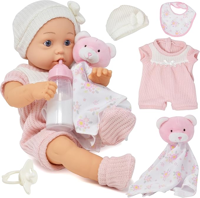 Gift Boutique Realistic 16" Baby Girl Doll with Accessories Pacifier Magic Bottle Bib Blanket Removable Clothes Lifelike Newborn Baby Doll Deluxe Gift Set for Girls Toddlers