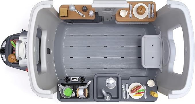 Step2 Adventure Camper Kids Playhouse, Indoor/Outdoor Playset & Kitchenette, Interactive Play with Sounds, Includes 52 Piece Toy Accessories, Made of Durable Plastic, For Toddlers 2+ Years Old