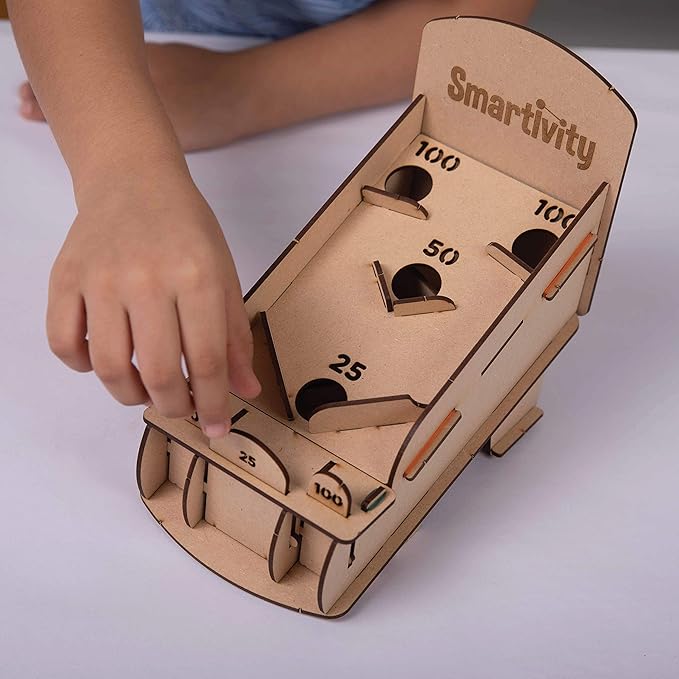 Smartivity Hot Shot Marble 3D Wooden Model Engineering STEM Learning Toy for Kids Ages 6 and Up includes Rubber Bands, Marbles, Engineered Wood Components, Instruction Manual, Learner's Log